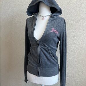Juicy Couture Velour Zip-Up Jacket – Gray (Size M)